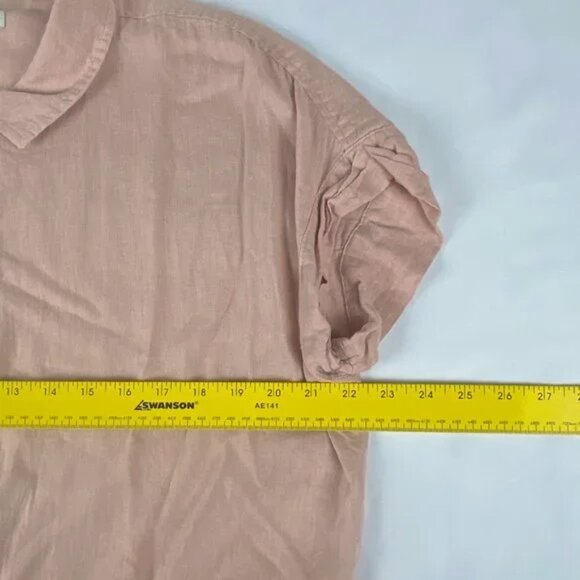 ZACHS Girlfriend Blouse Womens XL‎ Linen Blend Peach Dot Button Down Top - Picture 8 of 10
